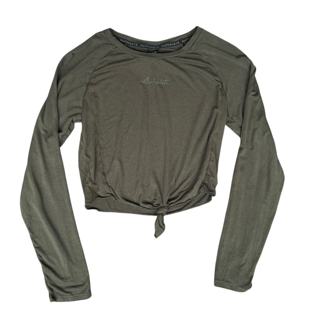 Alphalete Aspire Signature Forest Green Long Sleeve Tie Top Large